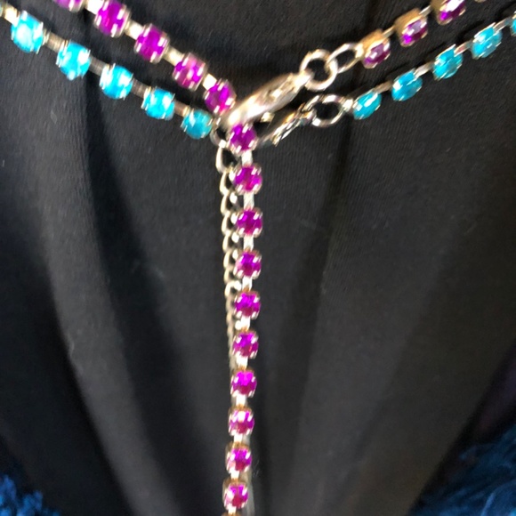 Purple and Turquoise Blue Rhinestone Belts Crystal GUC - Picture 6 of 8